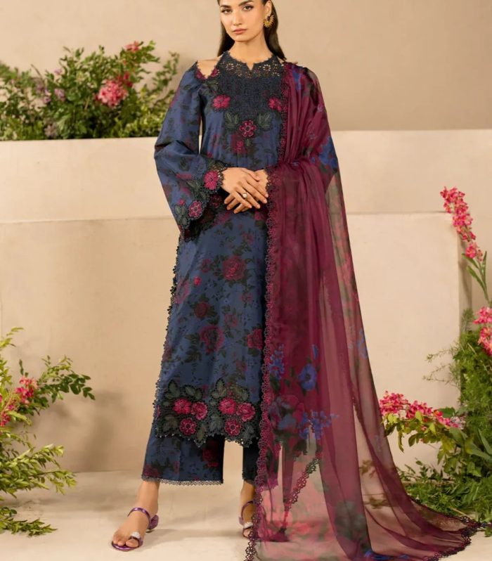 Iznik Embroidered 3 piece primum lawn (Master piece)