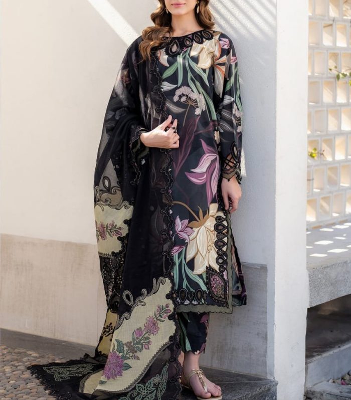 Baroque Embroidered luxury 3 piece lawn(Master piece)